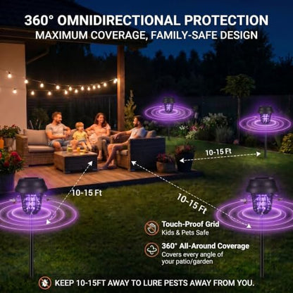 Solar Bug Zapper Outdoor Mosquito Trap for Moths,Gnats,Flies,Flying Insect