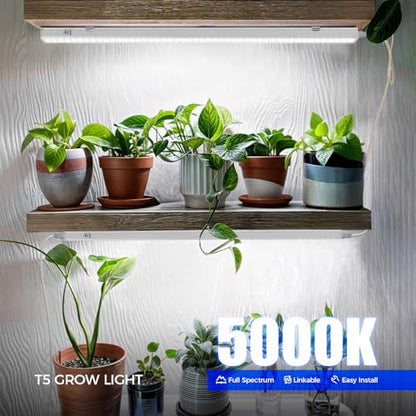 Barrina T5 Grow Light, 5000K White Full Spectrum LED Grow Light 2ft, 8 Pack - color: White, size: 2ft-white Cover