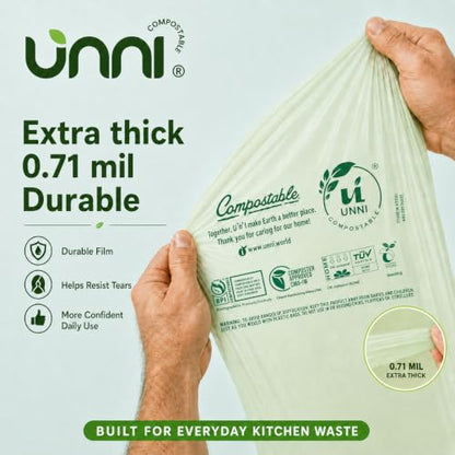 UNNI 3 Gallon Compost Bags for Countertop Bin, 200 CT, Extra Thick 0.71 Mil - size: 200 Count (Pack of 1), style: 3 Gallon