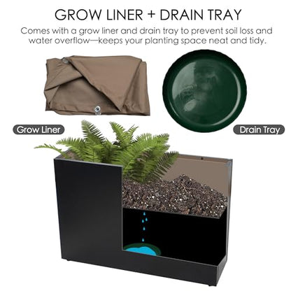 Kozyard 30”Lx12”Wx24”H Metal Planter Box Indoor Outdoor - color: Black/30”l X 12”w X 24”h