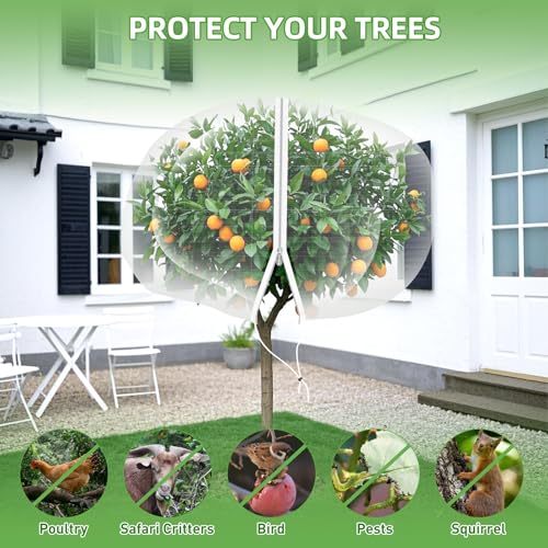 10'x14' Large Fruit Tree Netting for Squirrels and Birds with Drawstring, Insect Bird Netting Pest Barrier for Garden Protection (White) - size: 1pc 10'*14'