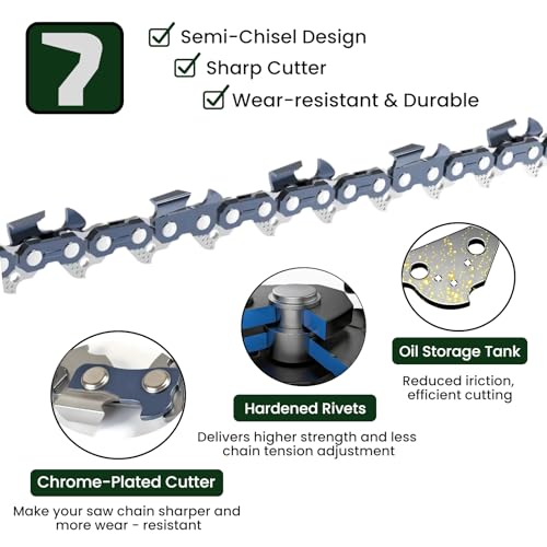 New 8 Inch Pruning Saw Chain 3/8"LP Pitch .043" Gauge 33 Drive Links, 8 Inch Pole Saw Blade Fit for RYOBI P4361 / P4360, Worx WG349, Milwaukee M18 FUEL 3004-20, Kobalt KPS 1024A-03 & More - R33