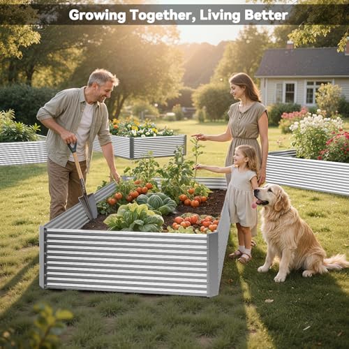 2 Pack Tall 8FT Raised Beds for Gardening, Corrugated Galvanized Steel Raised Garden Bed, Outdoor Metal Above Ground Garden Bed for Vegetables and Flowers(Rectangular)-8x3x1.5FT - size: 8x3x1.5FT