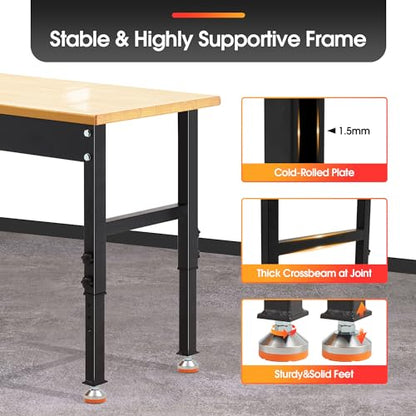 Antifir 48 * 20'' Adjustable Workbench, Heavy Duty Workstation - size: Rubber Pad|48"