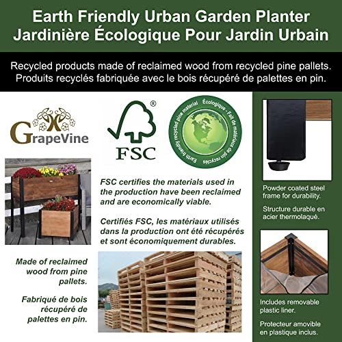 Grapevine Urban Garden Low-Profile Planter, FSC Recycled Wood, Rectangular, 37IN x 12.6IN, Cocoa Brown