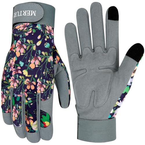 Gardening Gloves for Women Tough Leather Thorn Proof Gardening Gloves Work Gloves for Women - color: Colorh