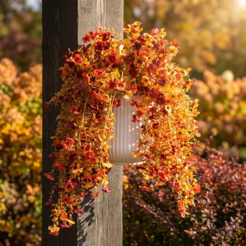 FULLMUSIC Autumn Artificial Flowers for Outdoor (Brown Yellow Orange)