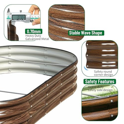 SnugNiture 2 Pcs 6x3x1ft Oval Metal Raised Garden Bed for Vegetables, Brown - color: Brown, size: 6×3×1ft(2 Pack)