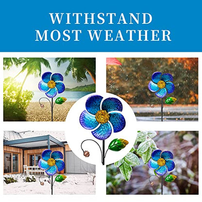 Viveta 2 Pack Wind Spinners with Metal Stake, Outdoor Garden Pinwheels - color: B-blue-2 Pack