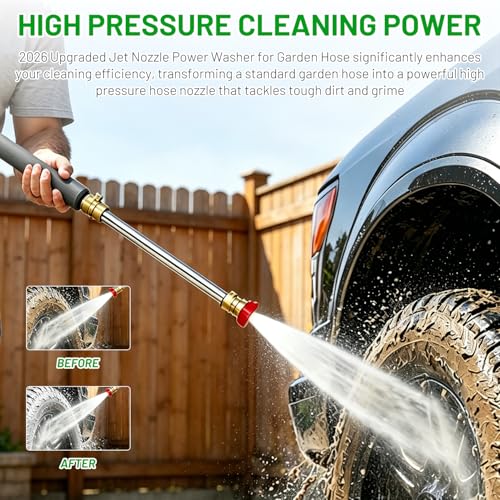 2026 Upgraded Jet Nozzle Power Washer for Garden Hose (Gray) - color: Gray