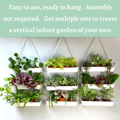 LaLaGreen Boho Wall Planter (16 in, 3 Tier) White Succulent Herb Garden - color: White, size: 16" (40.7cm) x 3 Pack White