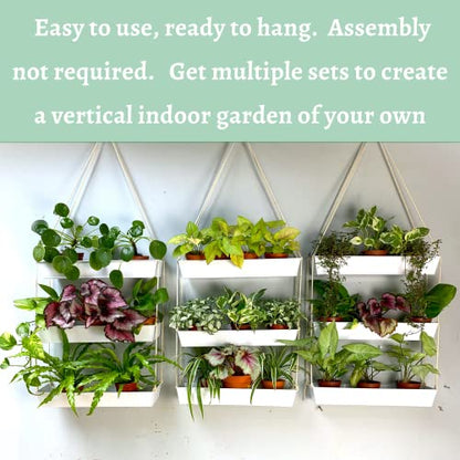 LaLaGreen Boho Wall Planter (16 in, 3 Tier) White Succulent Herb Garden - color: White, size: 16" (40.7cm) x 3 Pack White