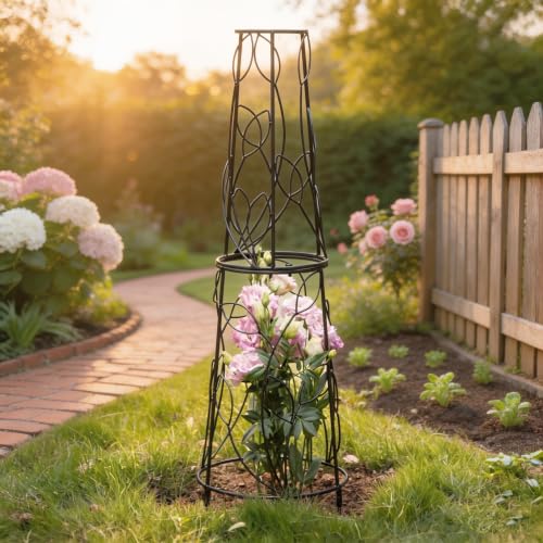 33.3"Metal Garden Obelisk Trellis,Obelisk for Potted Climbing Vines