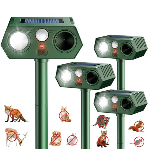 2026 Upgraded Solar Ultrasonic Animal Repellent Outdoor 4 Packs - size: 4-Pack