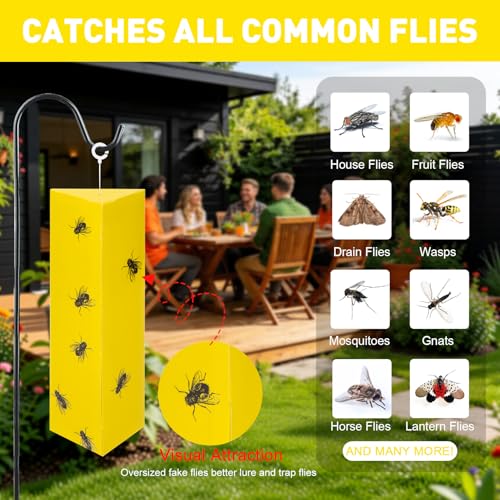 8 Pack Sticky Fly Traps for Indoor Outdoor with Hanging Hook - size: 8 pack