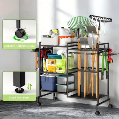 Garden Tool Organizer Garage Organizers and Storage 3 Tier Yard Tower Rack