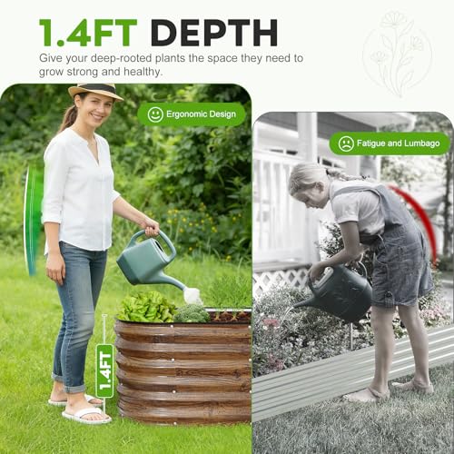 Galvanized Raised Garden Bed - 2PCS 4x2x1.4ft Metal Planter Box Brown - color: Brown, size: 4x2x1.4ft(2pcs)