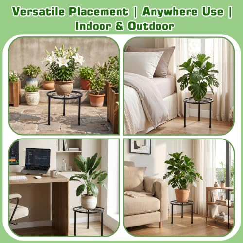 VECELO Metal Plant Stands Set of 5, Multiple Heavy Duty Flower Pot Stand, Round Plant Holder, Black - color: Black