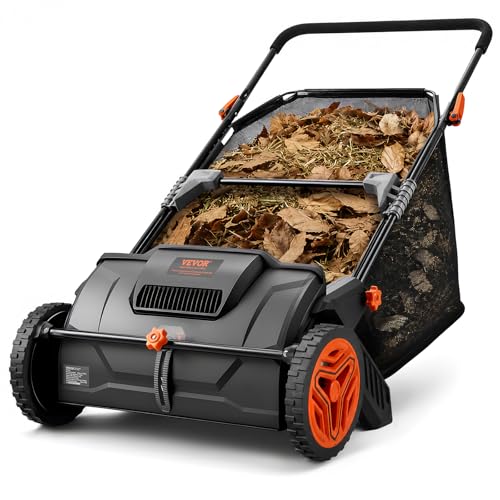 VEVOR Push Lawn Sweeper 21" Leaf & Grass Collector 3.5 cu. ft. Hopper Bag