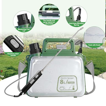 2 Gallon Electric Garden Sprayer，Battery Powered Sprayer