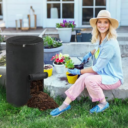 Compost Bin Outdoor with Handles Observation Windows, 34 Gallon