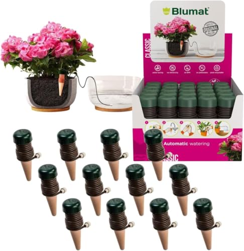 Blumat Classic Self-Watering Stakes - Prevents Overwatering and Underwatering for Healthy Growth While You are Away - Ideal for Indoor Plant Watering (12 Pack w/o Adapter) - size: 12 Pack without Adapter
