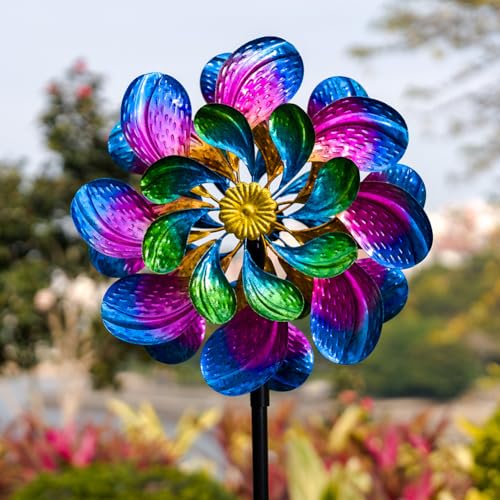 Metal Wind Spinners Outdoor,13''Purple Garden Windmill - size: 13'' Purple