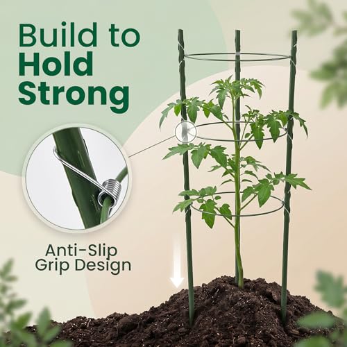 4 pcs 18" Round Tomato Cages for Garden - Metal Small Tomato Cages for Pots