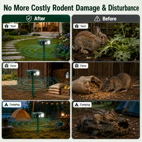 Solar Ultrasonic Animal Repellent Outdoor, Deer Repellent Devices