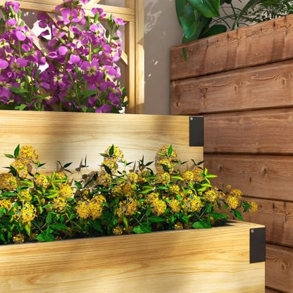 Outsunny 2-Tier Raised Garden Bed with Trellis 42.5"x25.5"x55", Natural - color: Natural, size: 42.5" L x 25.5" W x 55" H