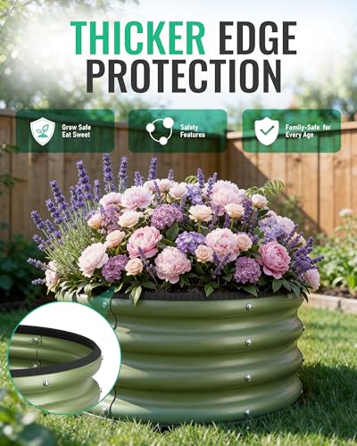 ZXZYHFTY Round Raised Garden Bed Set, 1 Pack, 2 x 2 x 1 Ft, Green - color: Green