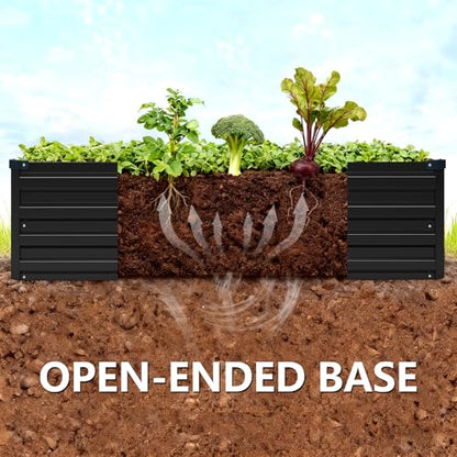 Vengarus 2PCS 9x3x1ft Galvanized Raised Garden Beds Kit,Planter Box Black - color: Black, size: 9x3x1FT(2PCS)