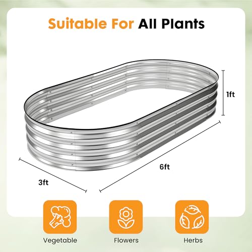 Sweetcrispy Raised Garden Bed Outdoor, 6x3x1ft Galvanized Planter Box - size: 6×3×1ft