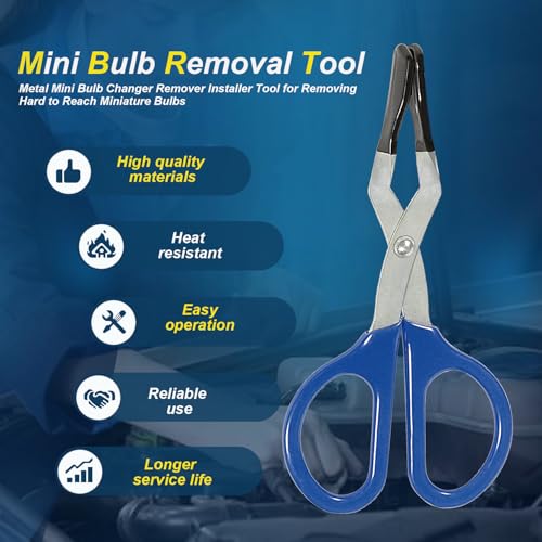 Mini Bulb Pliers, Mini Bulb Removal Tool, Broken Bulb Extractor, Metal Mini Bulb Changer Remover Installer Tool for Removing Hard to Reach Miniature Bulbs