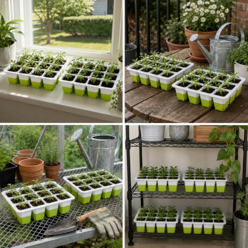 120 Cells Reusable Seed Starter Trays, 10-Pack Seed Starter Kit for Indoor