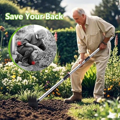 Weed Puller Tool with Long Handle, Hoe Garden Tool & Weed Rake for Weeding - color: Black