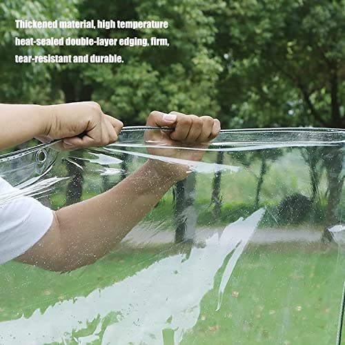 9' X 12' Outdoor Clear Tarp Curtain Waterproof Wind-Proof 0.35mm Transparent Vinyl Tarp for Patio Pergola Garden Canopy Rainproof Anti-Tear PVC Thick Cover with Grommets - size: 9' x 12'