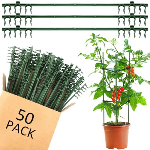 50 Pcs Adjustable Plant Stake Arm for Tomato Cage 11" Stake Connector