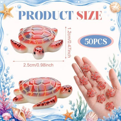 Yerliker 50 Pcs 100 Pcs Mini Sea Turtle Figurines Sea Animals, Brown - color: Brown