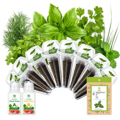 Herb Seed Pod Kit with Basil Mint Cilantro Mixed, Grow Anything Seed Starter Pod Kit for Hydroponics Growing System with Plant Food, Seeds Included Basil, Dill, Oregano, Chive (8-Pod-n) - color: Herb