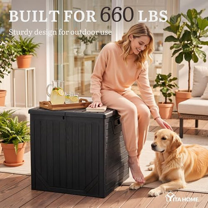 YITAHOME 150 Gallon Large Outdoor Deck Box - color: Black, size: 150 Gallon