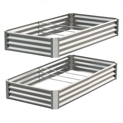 Galvanized Raised Garden Bed,Outdoor Planter Box Metal Patio Kit Planting Bed for Vegetables Flowers Herb (Galvanized, 6x3x1ft-2p) - size: 6x3x1ft-2p