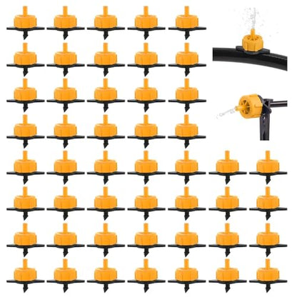Kalolary 200PCS Drip Irrigation Emitters Drip Emitter for 1/4 Drip Irrigation Tubing Pressure Compensating Dripper Emitters System Drip Tip Constant Flow Drip System Part for Garden Supplies (1/2 GPH)