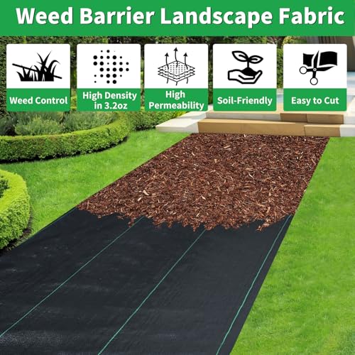 4ft x 300ft Weed Barrier Fabric, Heavy Duty Landscape Fabric - size: 4ft x 300ft