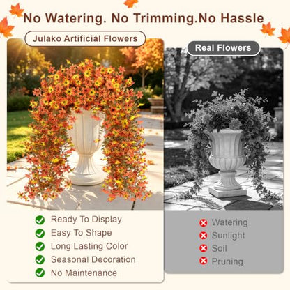 Artificial Hanging Flowers for Outdoors, 2 PCS 344-Bloom UV Resistant Mums - color: Orange Yellow Gradient