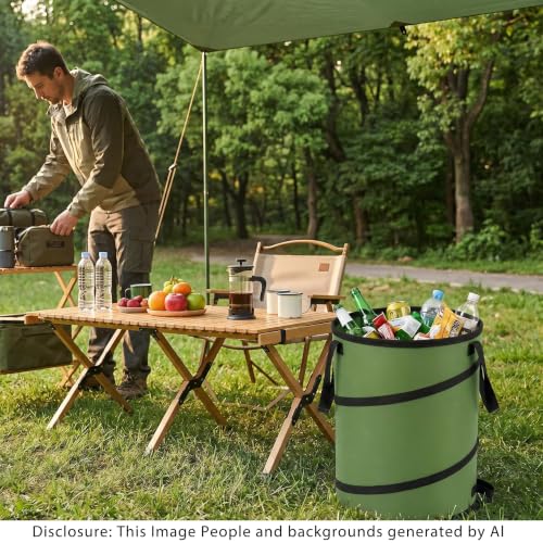 Collapsible Camping Trash Can 27 Gallon, Pop Up Outdoor Recycle Bin - size: 27 Gallons-No Lid