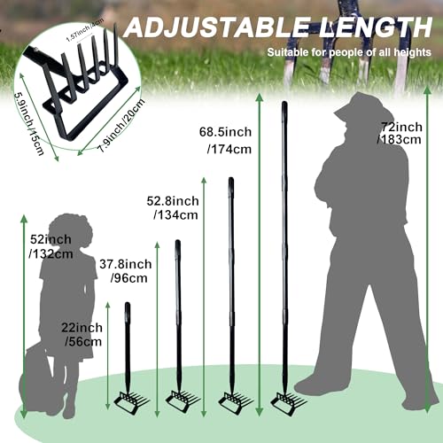 6-Tines Rake and Stirrup Hoe - Stainless Steel Cultivator for Gardening
