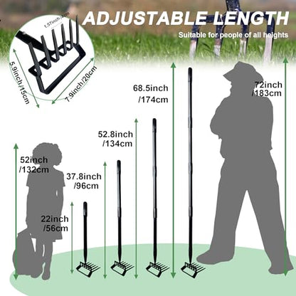 6-Tines Rake and Stirrup Hoe - Stainless Steel Cultivator for Gardening