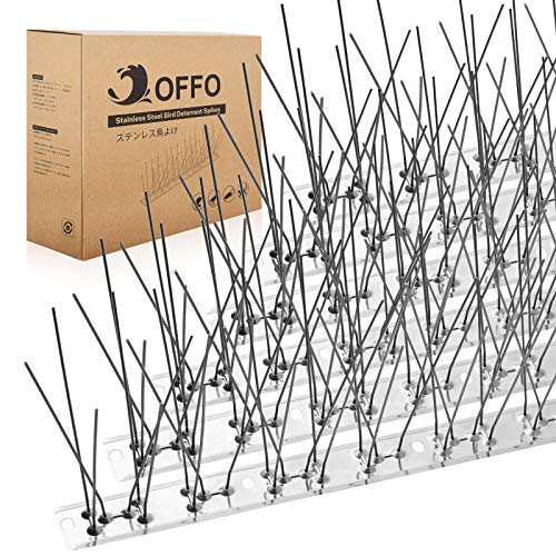 OFFO Bird Spikes Pre-Assembled for Pigeons Birds, Cover 48.7 Feet Durable Bird Spikes with Stainless Steel for Fence Roof Mailbox Window - color: Bright Silver, size: 48.7 feet