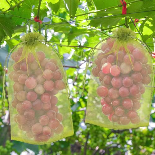 DECYOOL 120 Pcs Green Fruit Protection Bags 6x8 Drawstring Cover Bags - size: 6 x 8 Inch